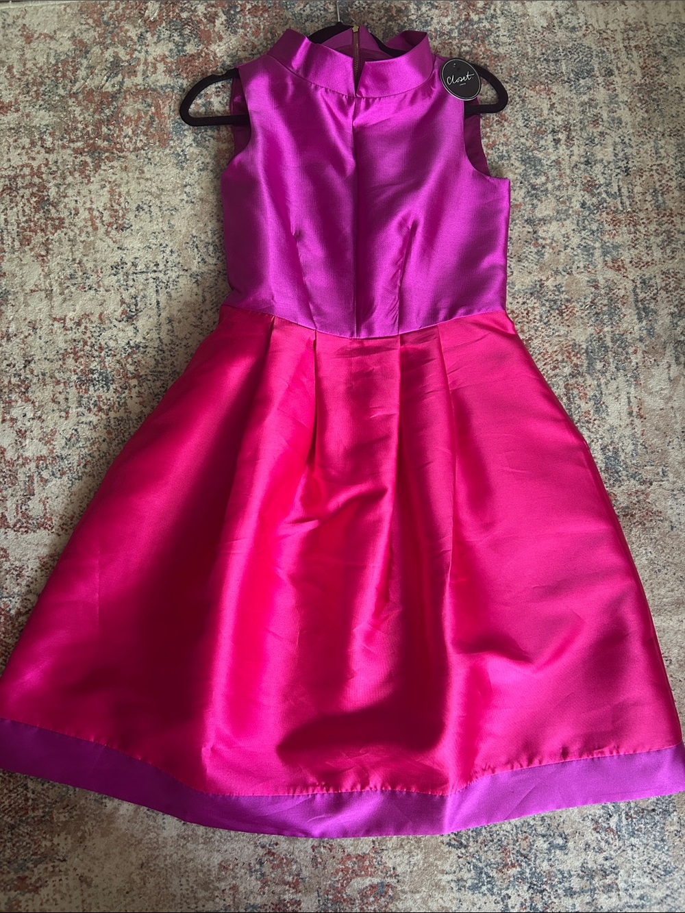 Closet Two-Tone Purple and Hot Pink Fit-and-Flare Dress NWT